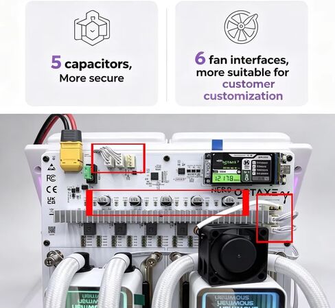 Latest Upgrade Nerd Octaxe Hydro Rev3.1 12T with 5 Capacitors Mean Well PSU NerdOCTaxe BTC Solo Miner NerdOctaxeY 12T Water-Cooled White in Kuwait