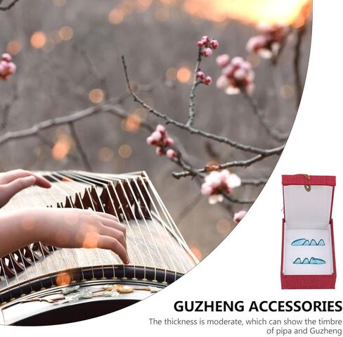 مجموعة أظافر اللعب الاحترافية من Homoyoyo Guzheng مقاس كبير من الكريستال الأزرق الجليدي لملحقات Guzheng الواقية للتمرين والأداء in Kuwait