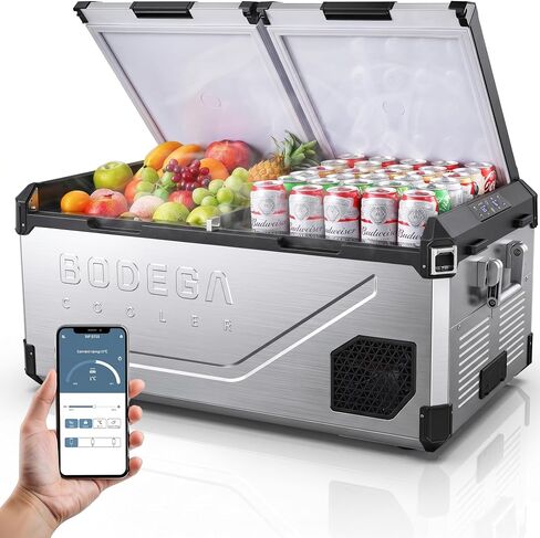 BODEGACOOLER 12 Volt Car Refrigerator, 79 Quart(75L) Portable Freezer Car Fridge Dual Zone With APP Control, -4℉-68℉ Electric Cooler, 12/24V DC and 100-240V AC, for Vehicles,Camping, RV, Outdoor in Saudi Arabia