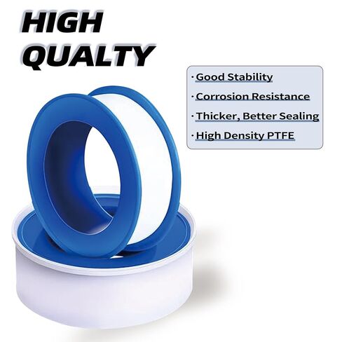 شريط سباكين ممتاز من ALLICAVER 4 بكرات، شريط تفلون 1/2 بوصة × 520 بوصة، شريط ختم خيط PTFE، مانع تسرب خيط عالي الكثافة، لرأس الدش، أنابيب المياه، ملحقات السباكة DIY تأتي مع سباكين قنب in Kuwait