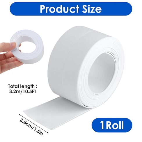 10.5FT Waterproof Caulk Strip, Adhesive White Sealing Tape for Bathroom Kitchen Wall Decor and Countertop Shower Wall Protector, Renter Friendly in Kuwait