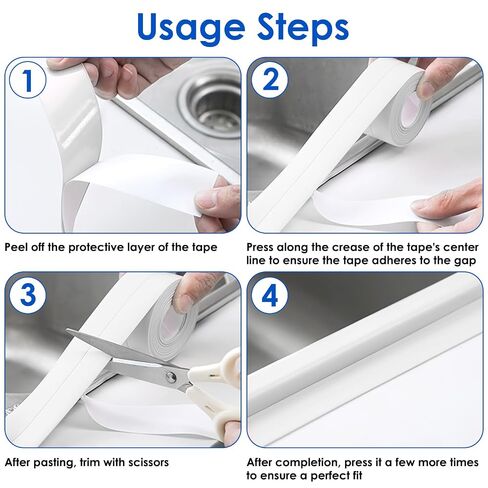 10.5FT Waterproof Caulk Strip, Adhesive White Sealing Tape for Bathroom Kitchen Wall Decor and Countertop Shower Wall Protector, Renter Friendly in Kuwait