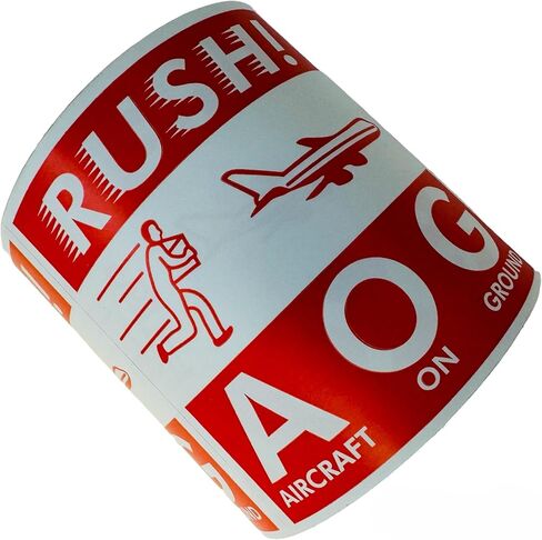 Labels and More Rush! AOG 4x4 Aircraft on Ground Air Specialty D.O.T. Labels for Pallets, Shipping and Moving Permanent Adhesive Stickers (1 Roll, 500 Labels) in Kuwait