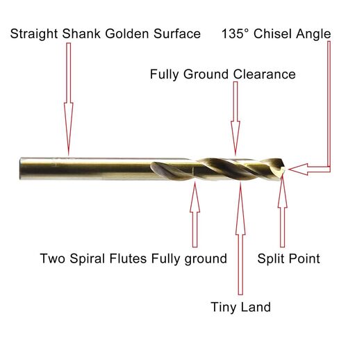 MAXTOOL 21/64" 5PCs Identical Cobalt Screw Machine Drill Bits HSS M35 Stub Drill Bits Short Drills Fully Ground Golden Straight Shank; SMF35G10R21E5 in Kuwait