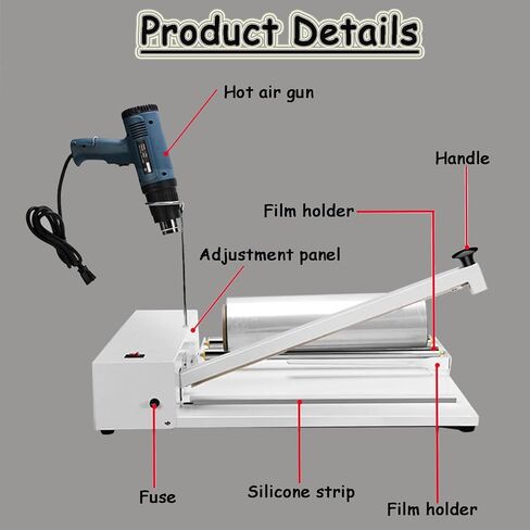 Heat Sealer Machine, Shrink Wrap Machine with Heat Gun, Levels Temperature Adjustment,for Thick Film/pe Film/pof Film (450mm) in Kuwait
