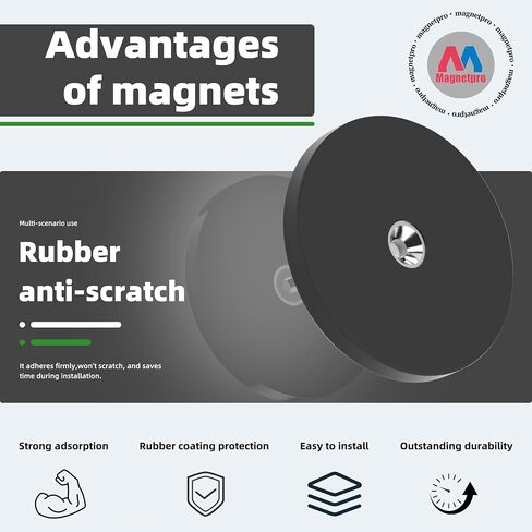 Magnetpro قطعتان من مغناطيسات التثبيت القوية المطلية بالمطاط مع فتحة غاطسة، مضادة للخدش ومضادة للتآكل، قوة لاصقة تزيد عن 65 رطل، بما في ذلك البراغي والمثبتات والأشرطة مزدوجة الجوانب in Saudi Arabia