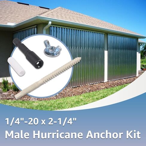 30 Sets 1/4"-20 x 2-1/4" Hurricane Anchor Kit for Fixing Shutter Panels Storm Panels Sliding Glass Doors Plywood - Includes Driving Tool, Male Anchors, Wingnuts & Protectors in Kuwait