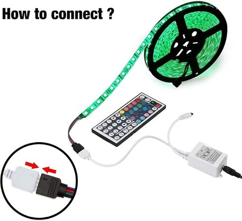 جهاز تحكم عن بعد بأضواء LED، جهاز تحكم عن بعد لاسلكي يعمل بالأشعة تحت الحمراء بـ 44 مفتاحًا مع موصل RGB واحد لمصابيح شريط LED SMD3528 5050 in Kuwait