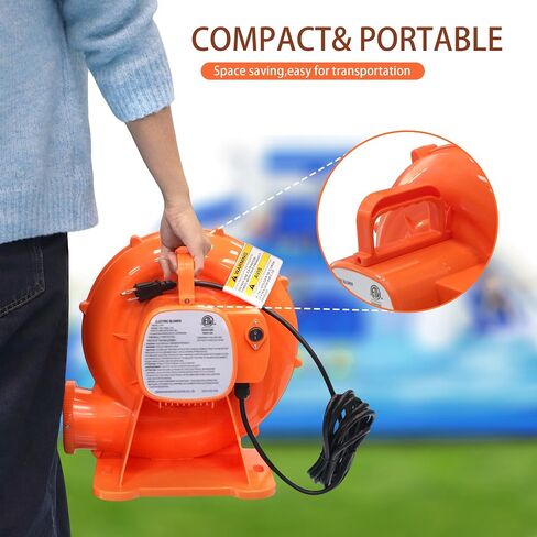 520W Air Blower for Bounce House and Water Slide, Inflatable Blower with Floor Drying Nozzle and 12.5FT Long Cord for Bouncy Castle, Water Slide 120V 60HZ in Kuwait