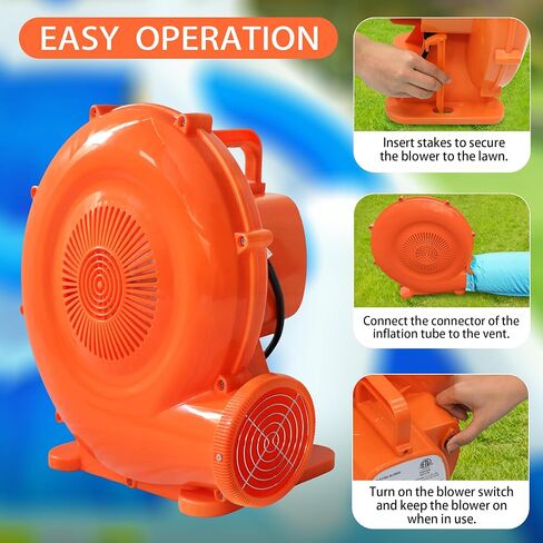 520W Air Blower for Bounce House and Water Slide, Inflatable Blower with Floor Drying Nozzle and 12.5FT Long Cord for Bouncy Castle, Water Slide 120V 60HZ in Kuwait