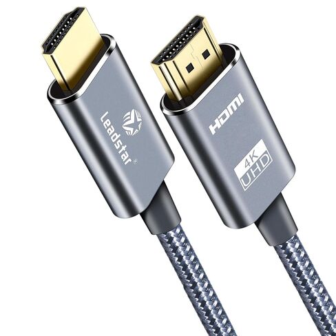 كابل HDMI LEADSTAR 4K بطول 15 قدم / 4.5 متر، سلك HDMI 2.0 عالي السرعة مجدول | 4K@60 هرتز، فائق الدقة، 2160 بكسل، ARC، HDR، ثلاثي الأبعاد، HDCP 2.2 | لأجهزة إكس بوكس، PS5، التلفزيون، الكمبيوتر المحمول، الشاشة in Kuwait