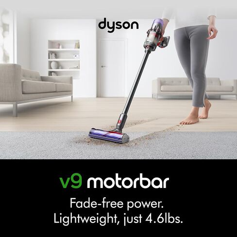 مكنسة دايسون V9 الكهربائية اللاسلكية، تنظف الأرضيات الصلبة والسجاد، وتفك التشابك، وتحول إلى محمولة باليد، 100 أمبير، 3 أوضاع للطاقة، حتى 40 دقيقة¹ in Kuwait