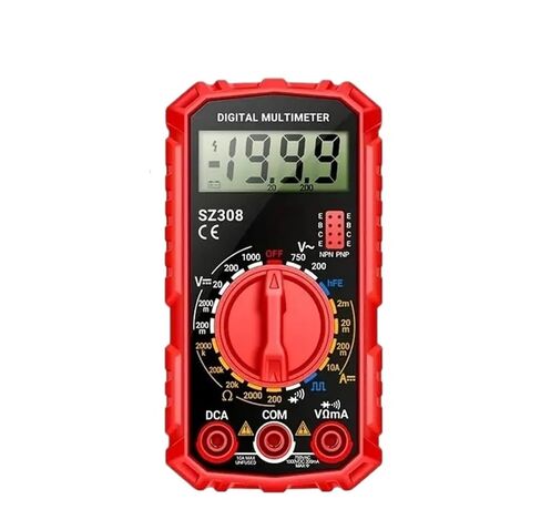 جهاز قياس رقمي متعدد SZ308 لفحص وصيانة كهربائي LCD AC/DC الجهد 10A مقياس متعدد التيار (أحمر) in Kuwait