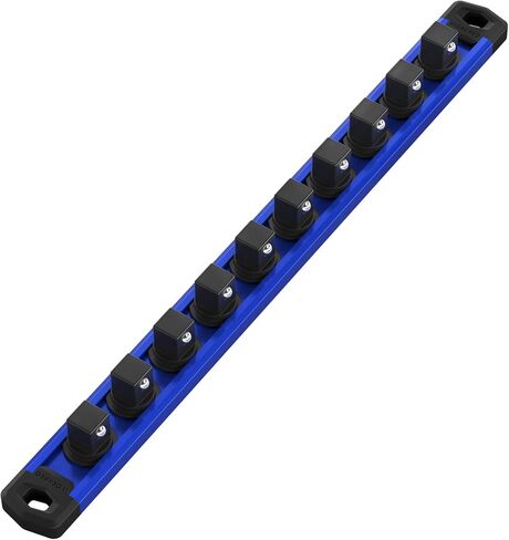 WORKPRO Magnetic Socket Organizer, 3/8-Inch Drive Aluminum Alloy Socket Rail, Heavy Duty Socket Holder, Socket Rack Kit 3/8-Inch x 10 Clips (Blue) in Saudi Arabia