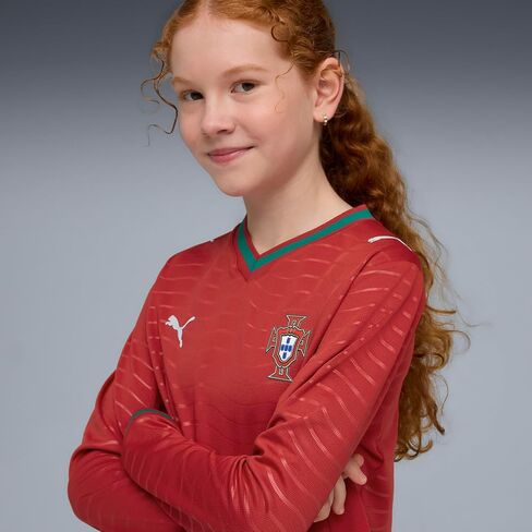 Puma Junior FA Portugal Home Long Sleeve Jersey Replica in Saudi Arabia