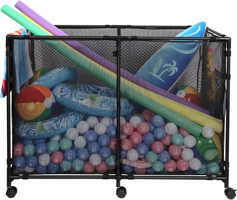 271 Gal Pool Float Storage, Super Large Capacity with Metal Frame, For Outdoor Pools, Courtyard, for Stores Swimming Rings, Floaters & More, Equipped with 360° Swivel Wheels, Space-Saving (L) in Kuwait