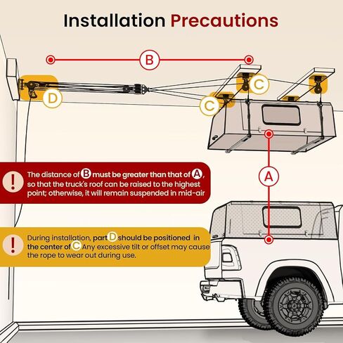 Truck Cap Hoist System for Garage Ceiling 250 lb, Smart 4-Point Self-Leveling Garage Hoist with 8:1 Pulley Lift System, Easy One-Person Overhead Garage Storage Lift for Truck Topper Rack in Kuwait