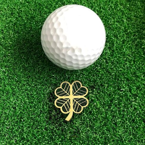 Golf Marker Hat Clip Set, Include 2 Hat Clip & 3 Ball Markers, Four-Leaf Clover Designs,Golf Accessories and Gifts for Women Men (Gold, Silver) in Kuwait