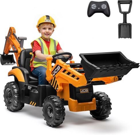 حفار JCB 24 فولت للأطفال، حفار حفار 3 في 1 مع محمل أمامي وذراع خلفي، جهاز تحكم عن بعد، تشغيل/إيقاف بطيء، سرعات قابلة للتعديل، لعبة مركبة بناء كهربائية للأعمار من 3 إلى 8 سنوات in Kuwait