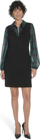 Tommy Hilfiger Women's Long Sleeve Collared Twofer Shift Mini Dress in Saudi Arabia