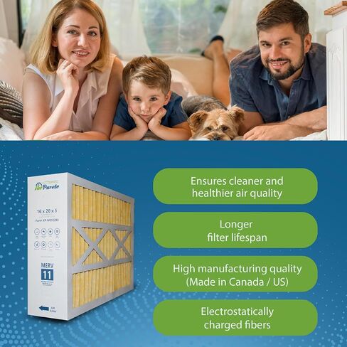 فلتر هواء AirPurete 16x20x5 MERV 11، بديل لـ M0-1056، مرشحات فرن HVAC مطوية لـ Amana، Broan، Carrier والمزيد (الحجم الفعلي: 15-3/8" x 21-7/8" x 5-1/4") | حزمة من 1 in Kuwait