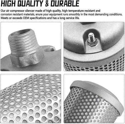 M05 Air Compressor Muffler, 1/2" NPT Male, Single Chamber 145 PSI, Fits for Compressor Dryer Compressed Air Equipment and Systems in Kuwait