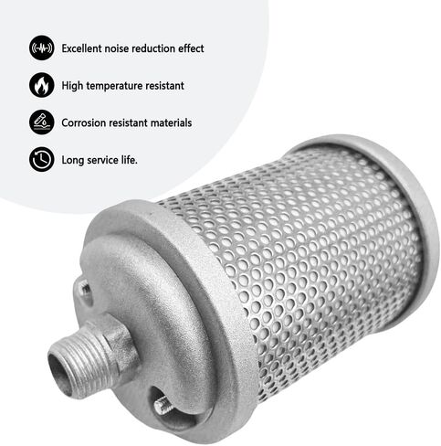 M05 Air Compressor Muffler, 1/2" NPT Male, Single Chamber 145 PSI, Fits for Compressor Dryer Compressed Air Equipment and Systems in Kuwait