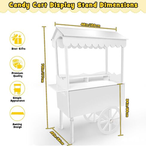Drexo Candy Cart Display Stand for Party, Dessert Cake Cart Stand with Wheels, Vintage Dessert Display Stand Decoration Cart with 100 Balloons for Parties, Birthdays Weddings (WHITE) in Saudi Arabia