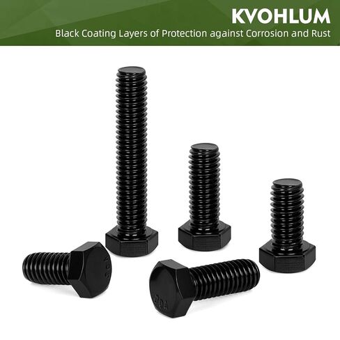 25 PCS M8 x 10mm Hex Head Screw Bolt, Stainless Hex Bolts, Full Thread, 18-8 Stainless Steel (304), Black Coating in Kuwait