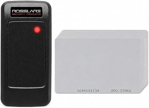 مجموعة قارئ القرب Rosslare AY-K12C 125 كيلو هرتز مع بطاقات ISO AT-ERS-26A-3001، وقارئ RFID Mullion Mount، Wiegand 26-Bit، IP65، 25 بطاقة حزمة in Kuwait