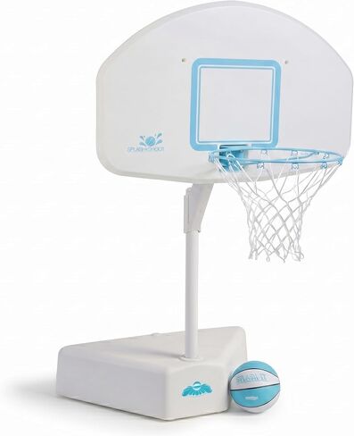 طوق Dunn-Rite Splash & Shoot في الهواء الطلق لحمام السباحة بارتفاع قابل للتعديل مع كرة وقاعدة وحافة من الفولاذ المقاوم للصدأ مقاس 18 بوصة للبالغين والأطفال، شفاف in Kuwait
