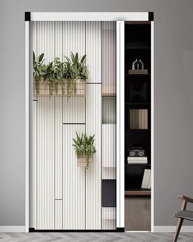 Accordion Folding Door - Decorative Concertina Partition, Indoor Privacy Sliding Screen, Space-Saving for Laundry Room & Wardrobe (66x80in) in Kuwait