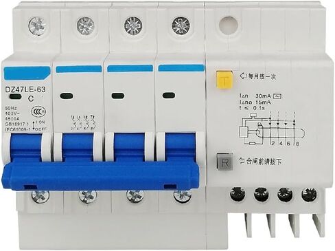 قاطع دائرة التسرب الصغير DZ47LE-63/4P Switch(DZ47LE-63/4PC50A) in Kuwait