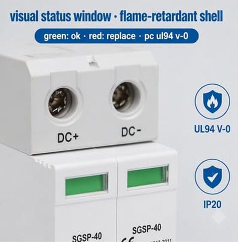 1000VDC Protector, DC 1000V 40KA Arrester Device Protective Device DC Photovoltaic Protector Voltage, Magnetic Circuit Breakers (2P) in Kuwait