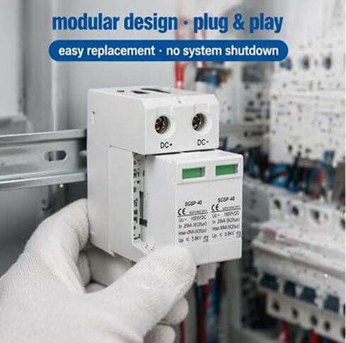 1000VDC Protector, DC 1000V 40KA Arrester Device Protective Device DC Photovoltaic Protector Voltage, Magnetic Circuit Breakers (2P) in Kuwait