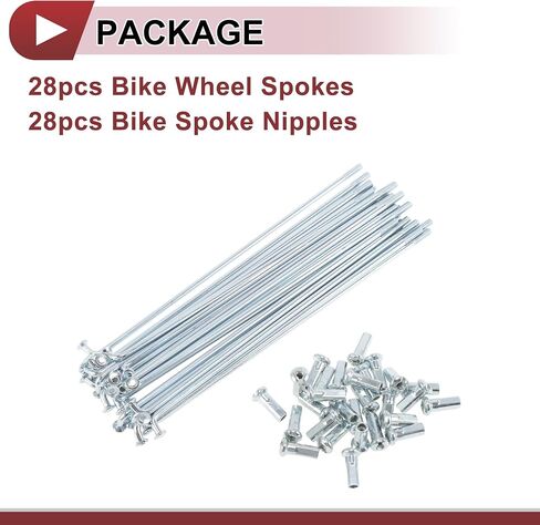 28 Set 12G Bicycle Spoke 133 mm Bike Wheel Spoke Carbon Steel Galvanized Silver Tone in Kuwait