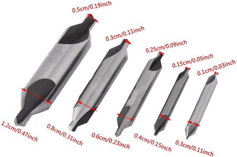 10 Piece HSS Center Drill Set for Metalworking 60° Double Ended Countersink Bits,High Hardness &,Sizes 1mm to 5mm in Kuwait