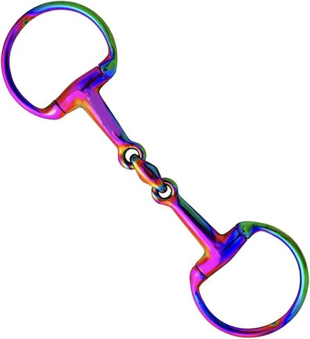 قوس قزح EGGBUTT Snaffle حصان لقمة معينات دهنية مزدوجة المفصل وصلة بيضاوية من الفولاذ المقاوم للصدأ للفروسية (4.75 بوصة) in Kuwait