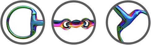 قوس قزح EGGBUTT Snaffle حصان لقمة معينات دهنية مزدوجة المفصل وصلة بيضاوية من الفولاذ المقاوم للصدأ للفروسية (4.75 بوصة) in Kuwait