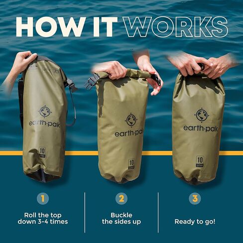 حقيبة Earth Pak الجافة المقاومة للماء - حقيبة ظهر مقاومة للماء قابلة للطي (كامو 10 لتر وبرتقالي 20 لتر) in Kuwait