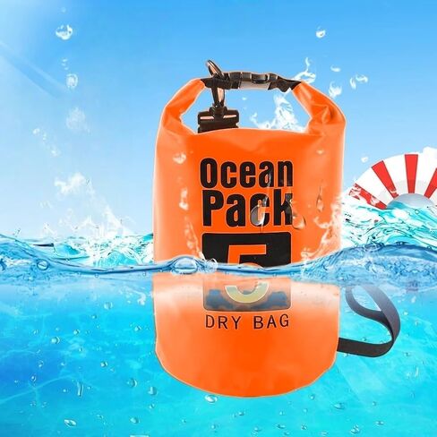 5L Dry Bag Waterproof, Waterproof Backpack, Lightweight Roll Top Dry Storage Backpack, Floating Dry Bag for Swimming, Kayaking, Boating, Camping & Beach Travel, Women & Men in Kuwait