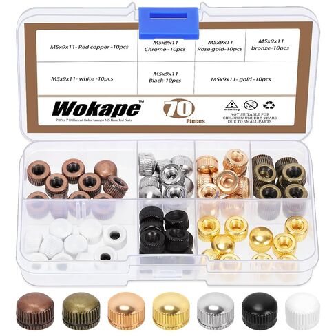 70Pcs M5 Cap Nut Kit, 7 Colors M5x0.8 Screw Caps for Light Fixture Ceiling Light Screw Cap Cover Female Thread Lamp Knob Nuts Knurled Decorative Lamp Parts and Accessories in Kuwait
