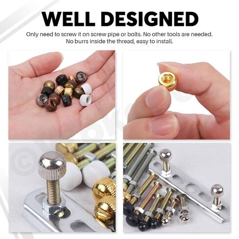 70Pcs M5 Cap Nut Kit, 7 Colors M5x0.8 Screw Caps for Light Fixture Ceiling Light Screw Cap Cover Female Thread Lamp Knob Nuts Knurled Decorative Lamp Parts and Accessories in Kuwait