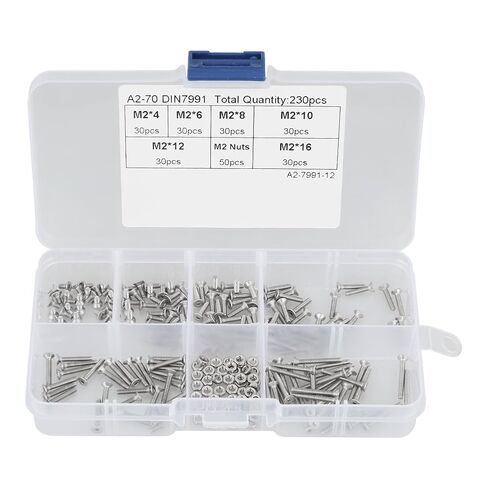 Machine Screw Assortment Kit Hex Socket Drive Screw Stainless Steel Nut Bolt Set M2 Flat Head 304 Stainless Steel with Plastic Storage Box for Furniture DIY Small Appliance Repair in Kuwait