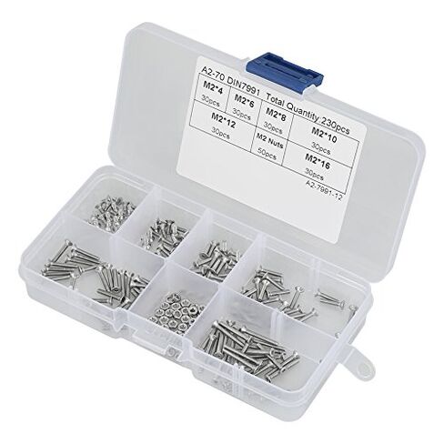 Machine Screw Assortment Kit Hex Socket Drive Screw Stainless Steel Nut Bolt Set M2 Flat Head 304 Stainless Steel with Plastic Storage Box for Furniture DIY Small Appliance Repair in Kuwait