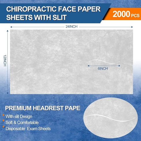 Hahafelt 2000 Pcs 12" x 24" Chiropractic Face Paper Sheets with Slit Premium Headrest Paper Disposable Medical Face Barrier Exam Sheets White in Kuwait