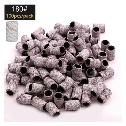 Sanding Ring Bands 80/120/180Grit Electric Manicure Drill Grinding Heads Polish Removal Pedicure Abrasive Tools(50pcs-120grit-white) in Kuwait