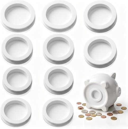 10 Pcs Piggy Bank Stopper, 5 Sizes Round Plugs Money Saving Box Hole Cover Silicone Seal for Coin Jar Accessories 28mm, 30mm, 32mm, 34mm, 36mm in Kuwait