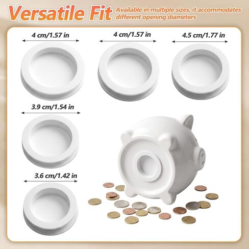 10 Pcs Piggy Bank Stopper, 5 Sizes Round Plugs Money Saving Box Hole Cover Silicone Seal for Coin Jar Accessories 28mm, 30mm, 32mm, 34mm, 36mm in Kuwait