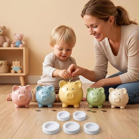 10 Pcs Piggy Bank Stopper, 5 Sizes Round Plugs Money Saving Box Hole Cover Silicone Seal for Coin Jar Accessories 28mm, 30mm, 32mm, 34mm, 36mm in Kuwait